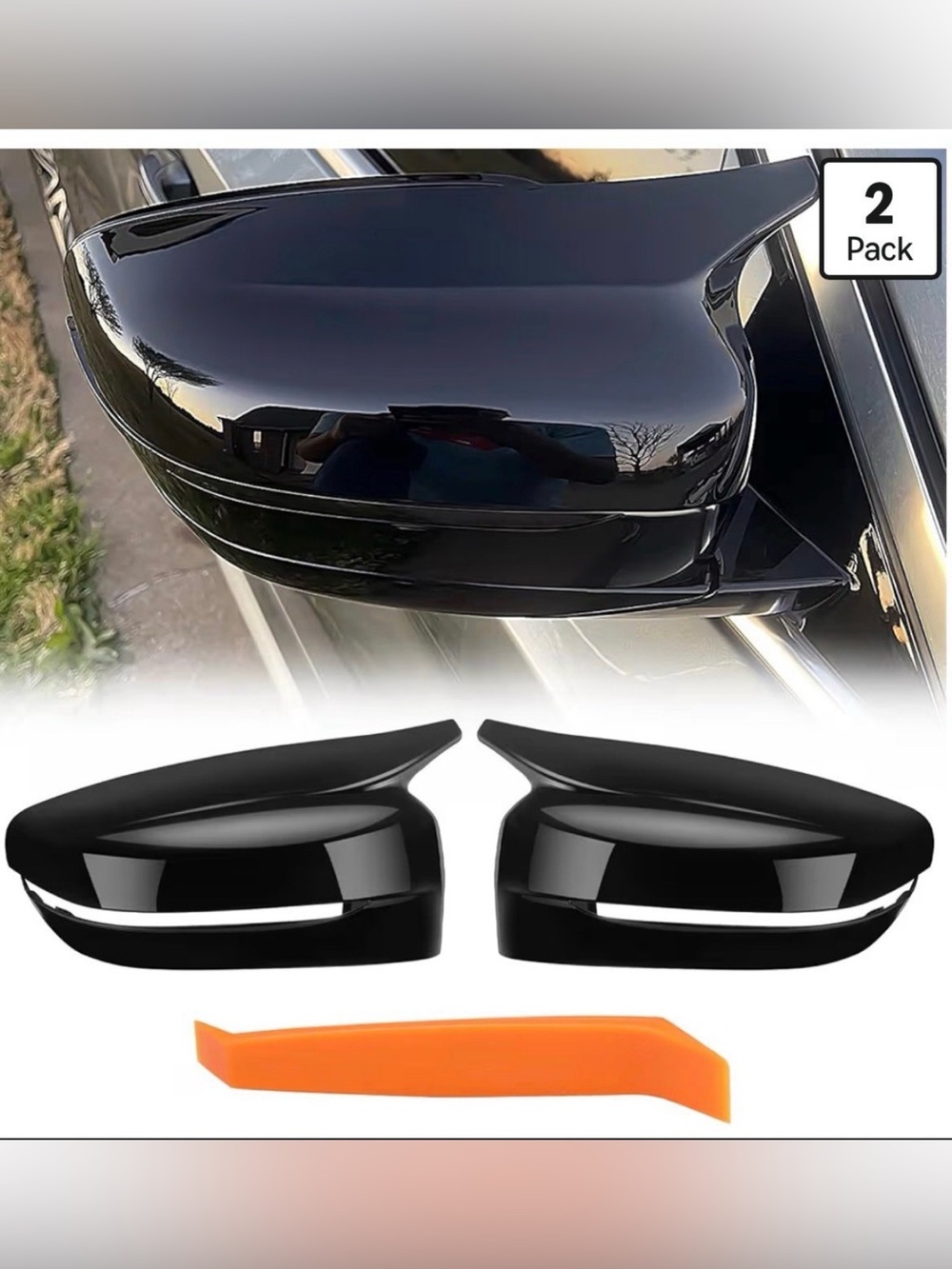 Glossy Black Mirror Cover Caps Rearview Side Mirror Covers Fit for BMW